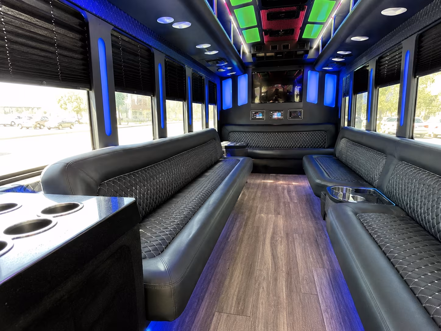 glendale 15 passenger party bus inside