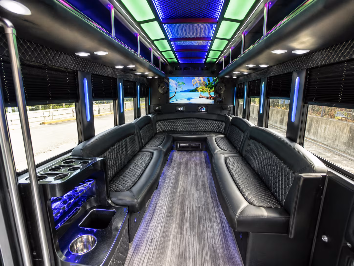 glendale 18 passenger party bus inside