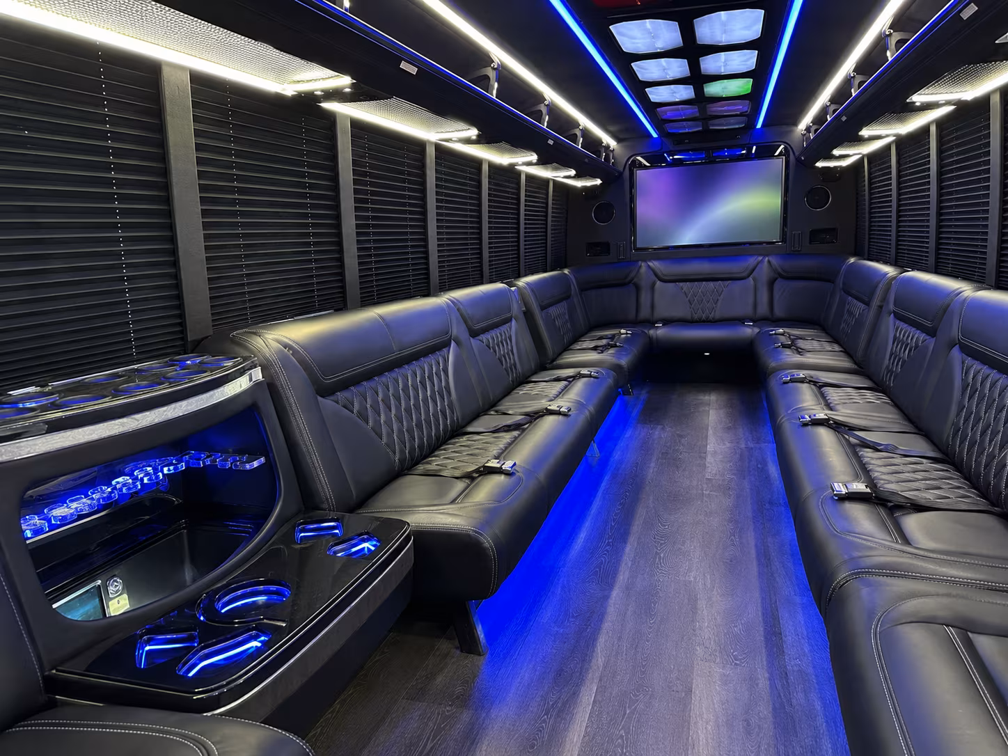 glendale 20 passenger party bus inside