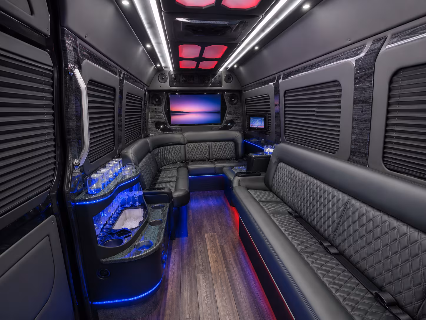 glendale 25 passenger party bus inside