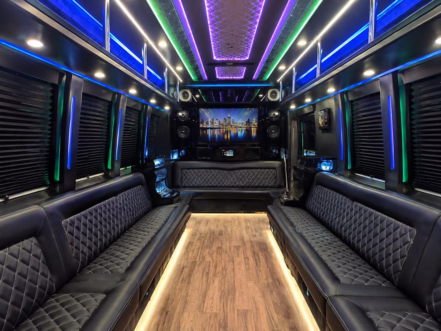 glendale 25 passenger party bus interior