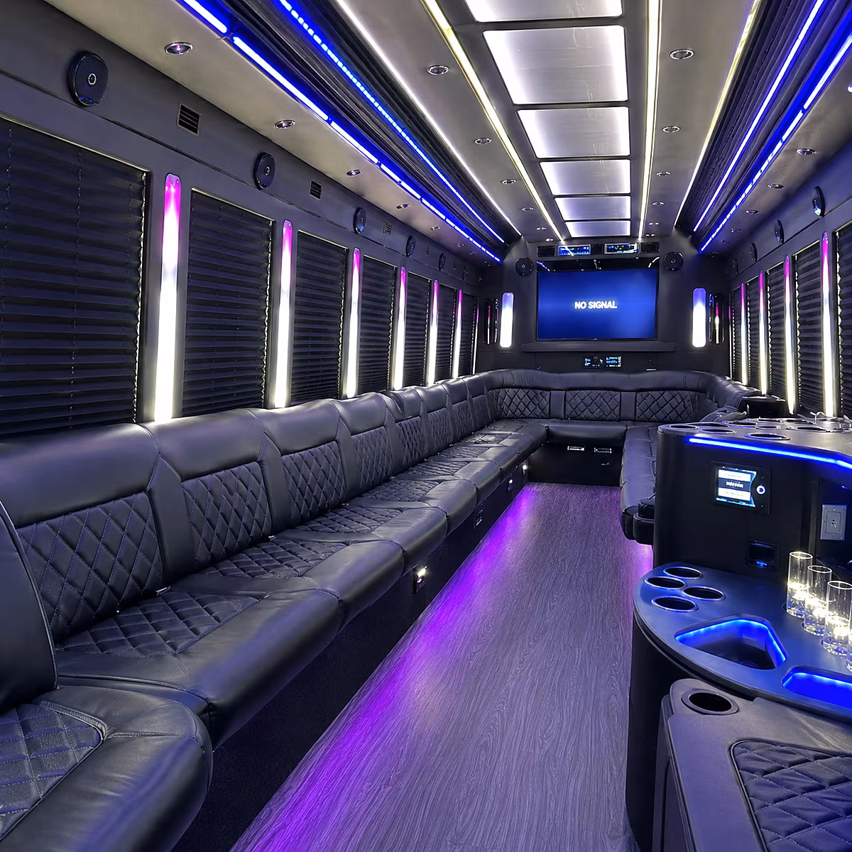 glendale 30 passenger party bus inside