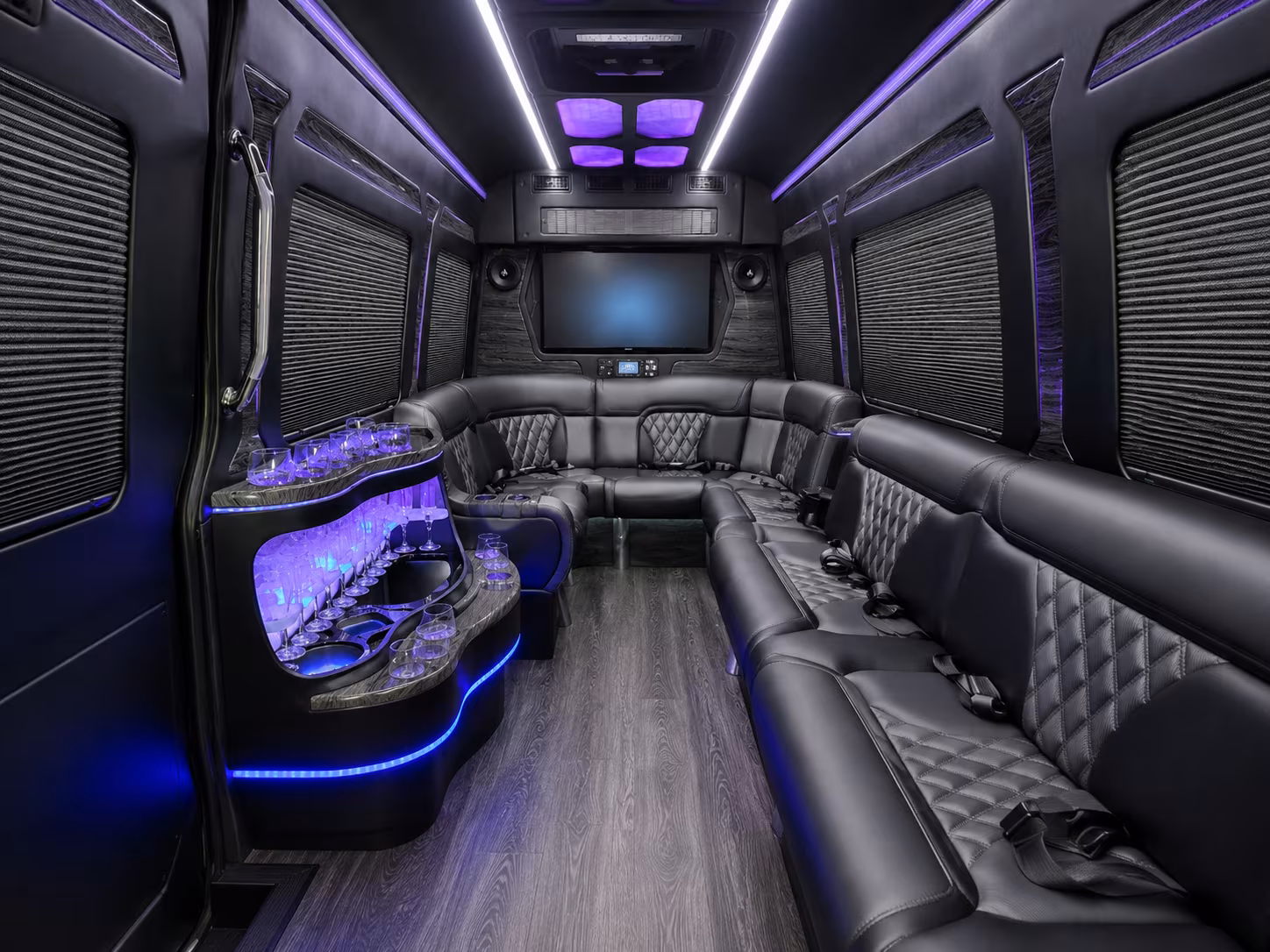 glendale 50 passenger party bus interior